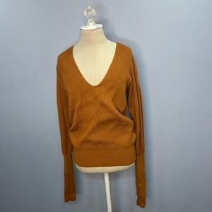 Mustard Orange Free People V-neck Sweater